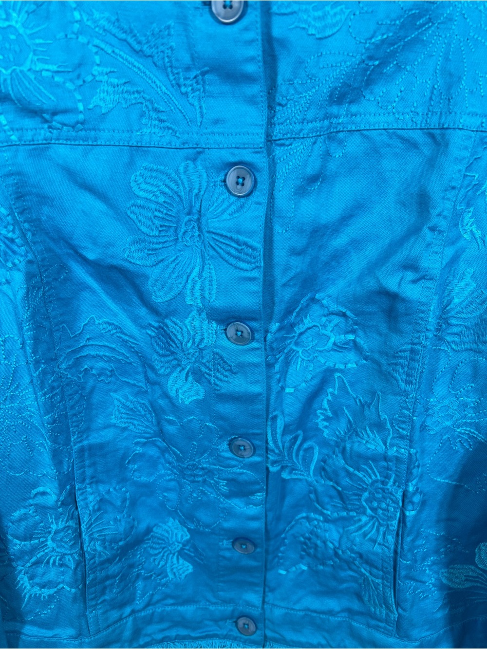 Chicos Jacket Womens Medium Lightweight Linen Blend Embroidered Spring Travel - Picture 5 of 8